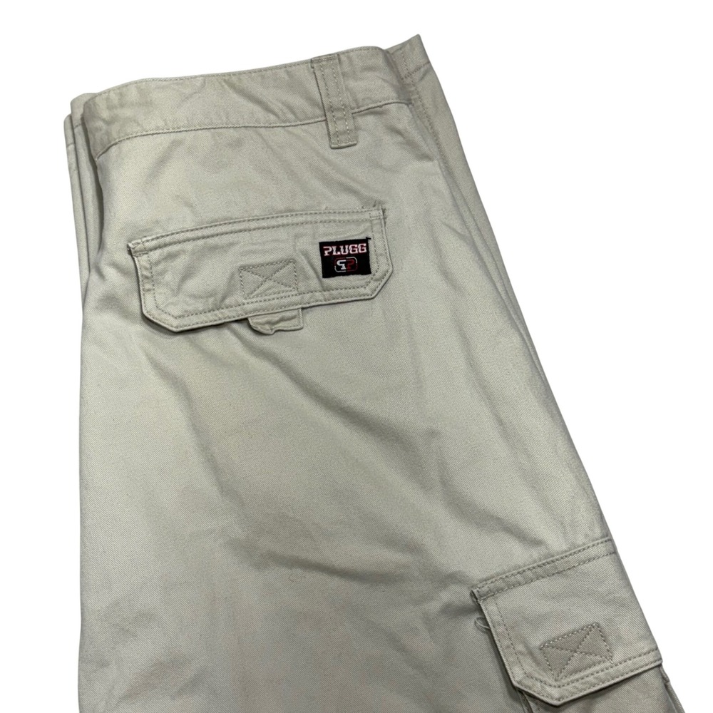 PLUGG Worldwide Men's Size 33x32 Cargo Pants Khaki Cotton Utility Pockets Skater